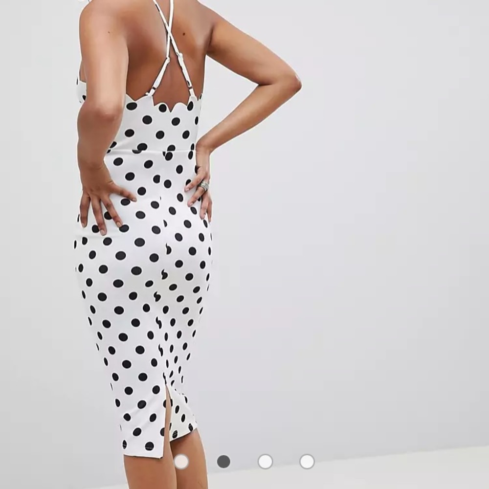 ASOS Scallop Scuba Polka Dot Dress - size 12